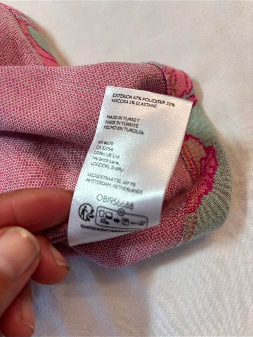 Maeve from Anthropologie Jacquard Floral Zip Polo Top in Pink and Mint, SZ Med. - Picture 7 of 8